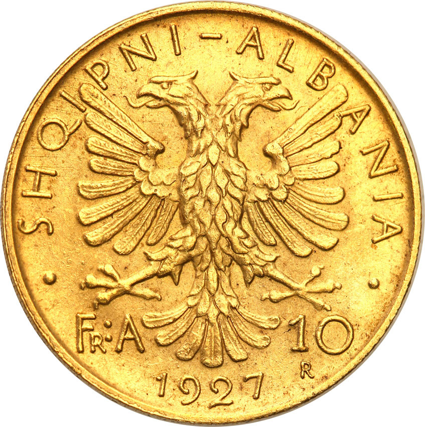 Albania. Ahmed Zogu (1925-1939). 10 Franga Ari 1927 R, Rzym - Rzadkie